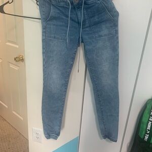 Blue Denim Jogger Pants